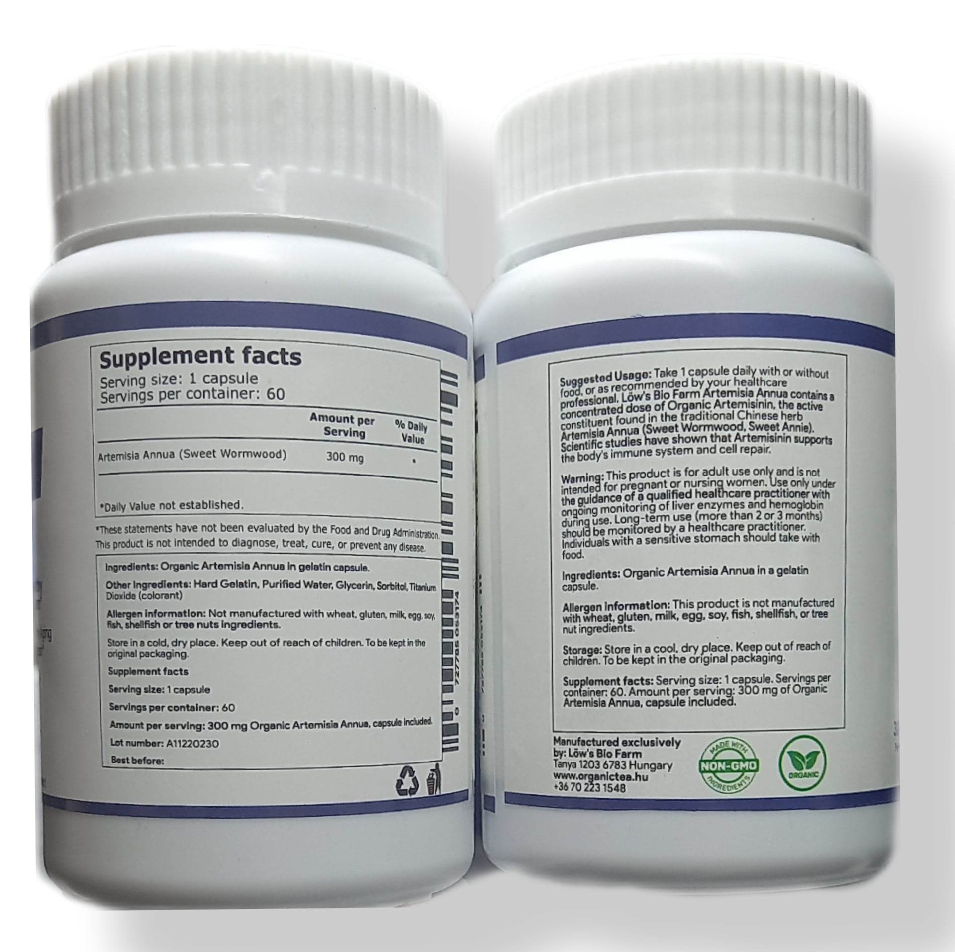 Lőw’s Bio Farm Artemisia Annua Artemisinin capsule bottle