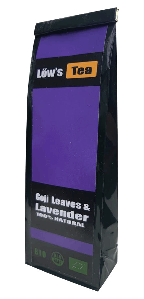 Purple bag of Goji Leaves and Lavender tea